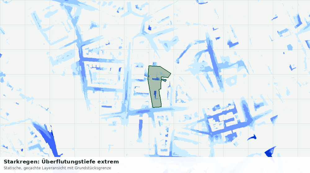 Statische Kartenansicht: Starkregen: Überflutungstiefe extrem