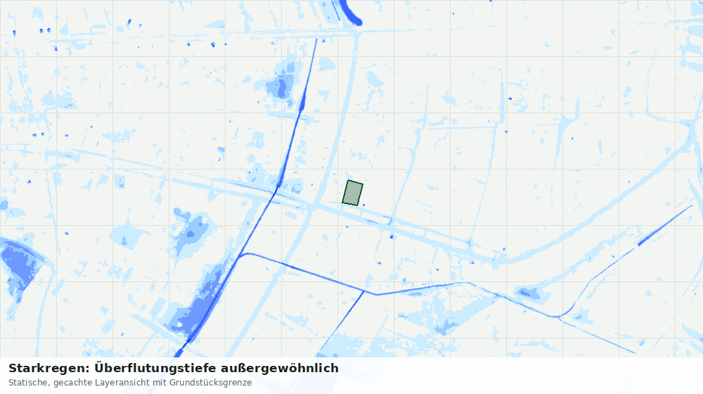 Statische Kartenansicht: Starkregen: Überflutungstiefe außergewöhnlich