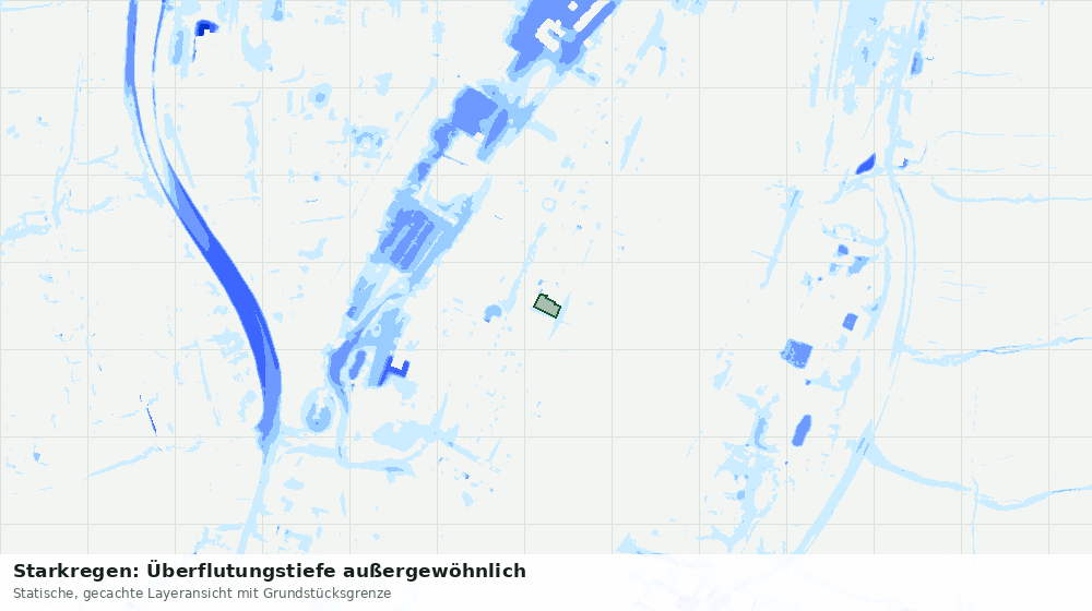 Statische Kartenansicht: Starkregen: Überflutungstiefe außergewöhnlich