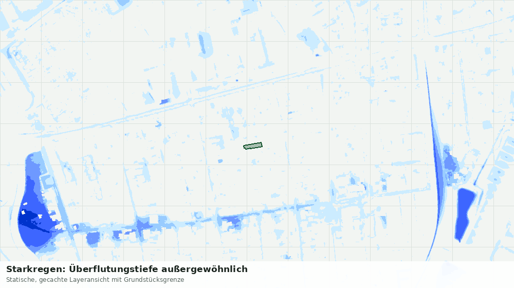 Statische Kartenansicht: Starkregen: Überflutungstiefe außergewöhnlich