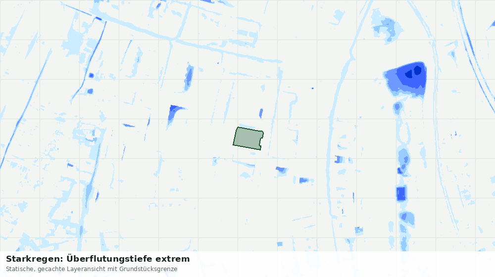 Statische Kartenansicht: Starkregen: Überflutungstiefe extrem