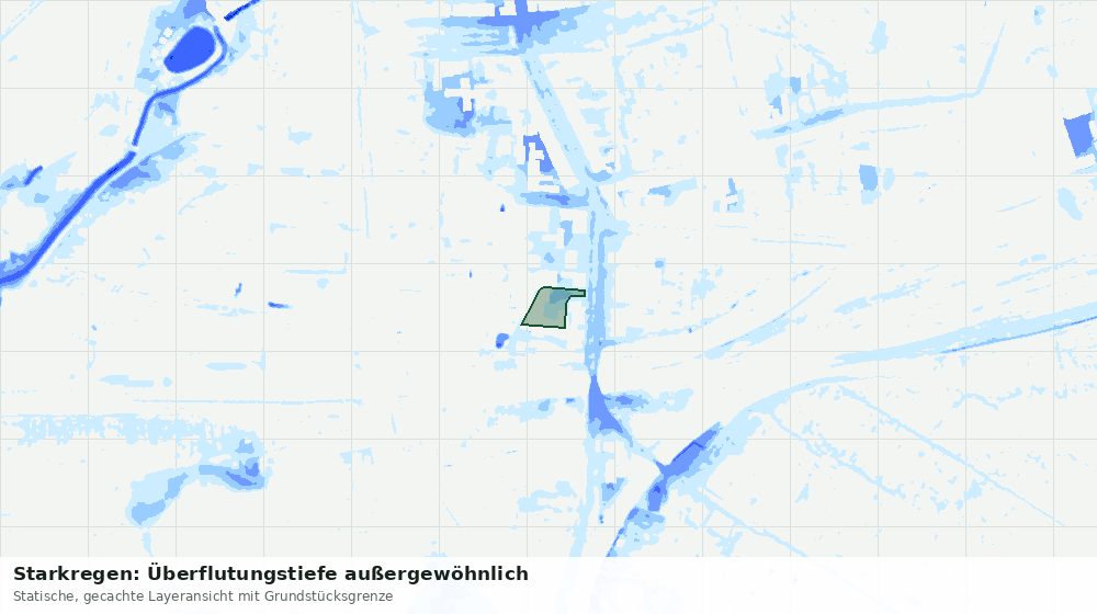 Statische Kartenansicht: Starkregen: Überflutungstiefe außergewöhnlich