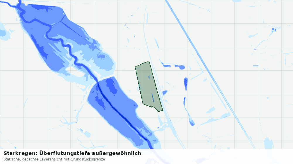 Statische Kartenansicht: Starkregen: Überflutungstiefe außergewöhnlich