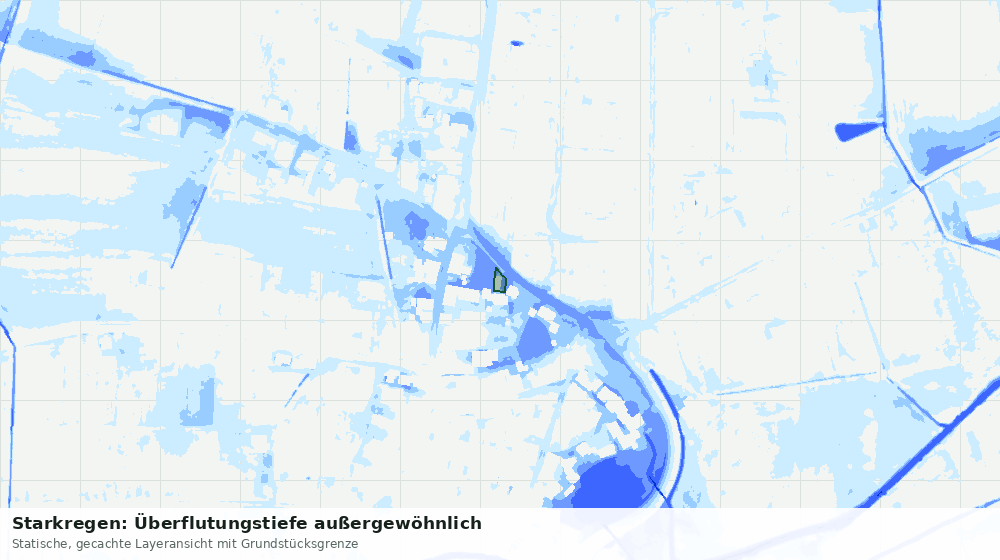 Statische Kartenansicht: Starkregen: Überflutungstiefe außergewöhnlich