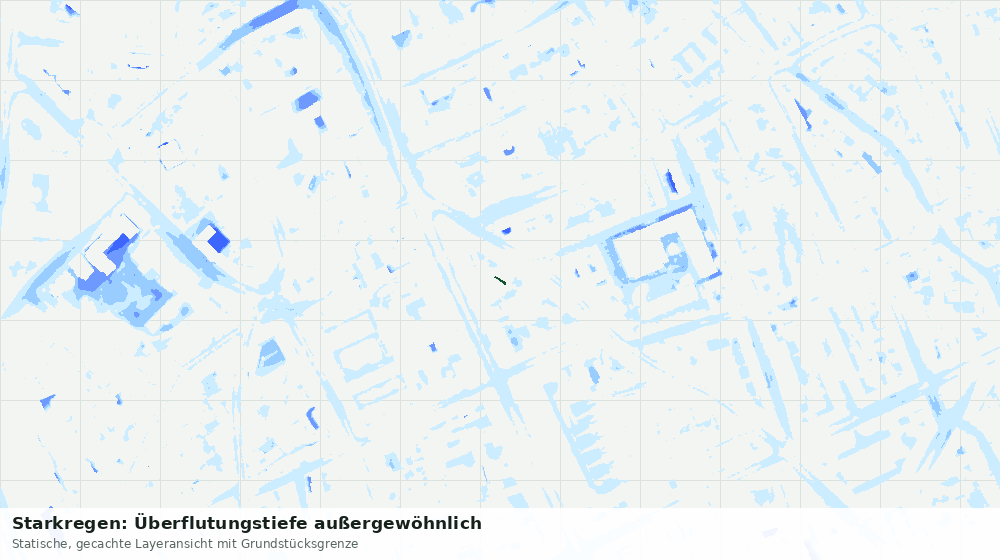 Statische Kartenansicht: Starkregen: Überflutungstiefe außergewöhnlich