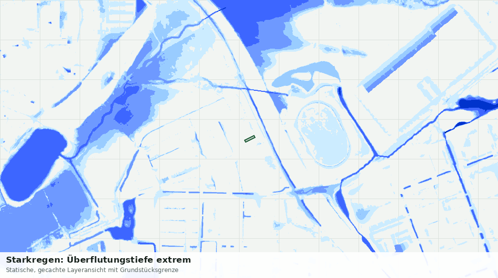 Statische Kartenansicht: Starkregen: Überflutungstiefe extrem