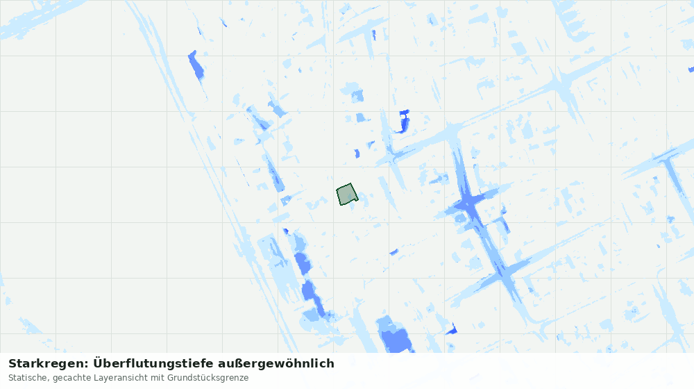 Statische Kartenansicht: Starkregen: Überflutungstiefe außergewöhnlich