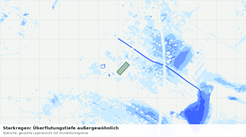 Statische Kartenansicht: Starkregen: Überflutungstiefe außergewöhnlich