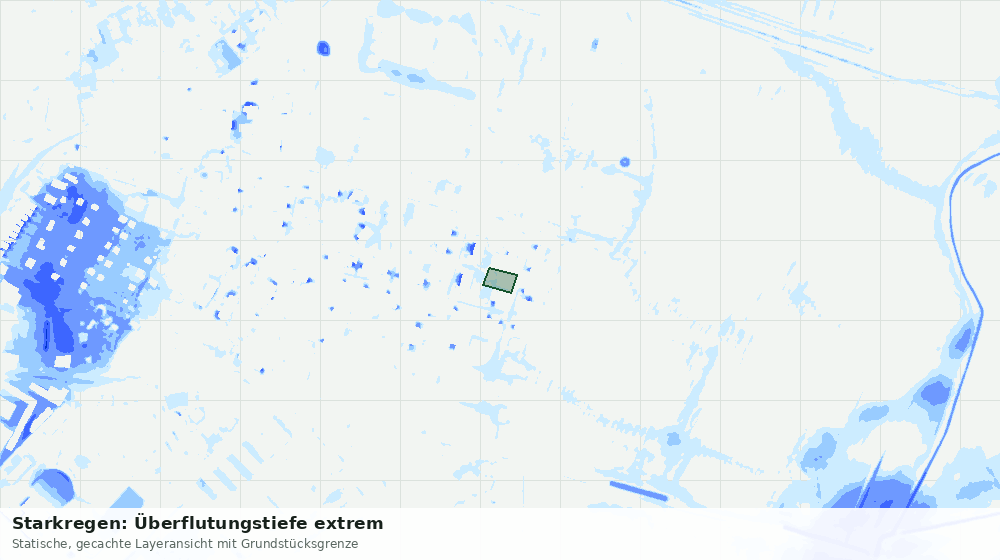 Statische Kartenansicht: Starkregen: Überflutungstiefe extrem