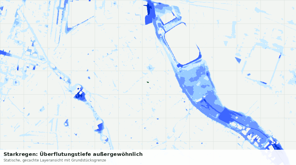 Statische Kartenansicht: Starkregen: Überflutungstiefe außergewöhnlich