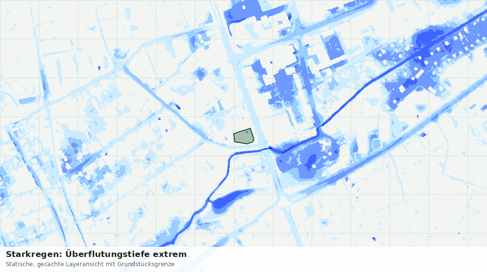 Statische Kartenansicht: Starkregen: Überflutungstiefe extrem