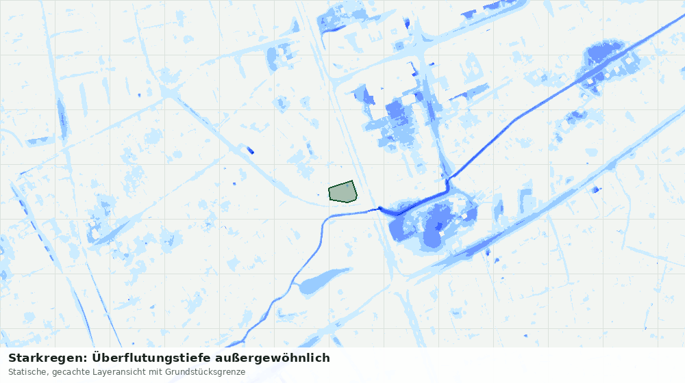 Statische Kartenansicht: Starkregen: Überflutungstiefe außergewöhnlich