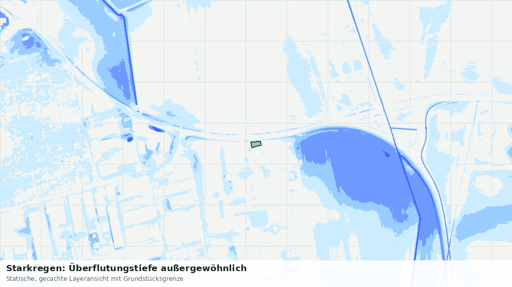 Statische Kartenansicht: Starkregen: Überflutungstiefe außergewöhnlich
