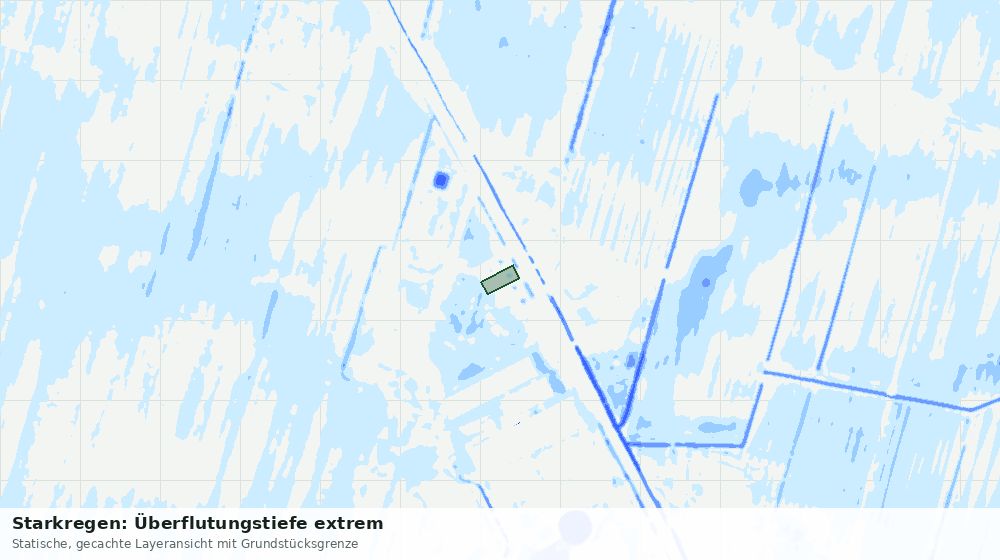 Statische Kartenansicht: Starkregen: Überflutungstiefe extrem