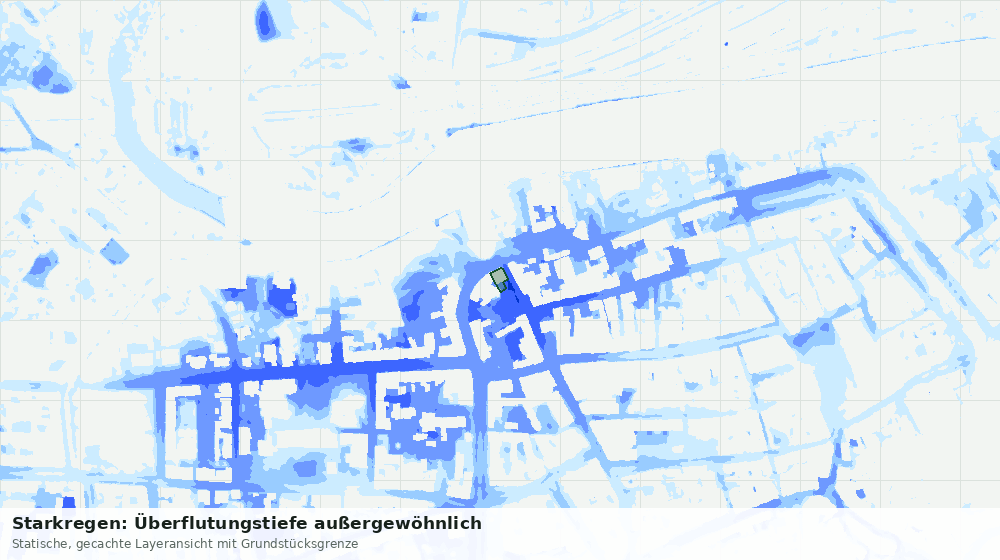 Statische Kartenansicht: Starkregen: Überflutungstiefe außergewöhnlich