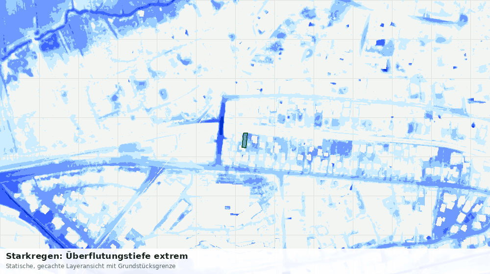 Statische Kartenansicht: Starkregen: Überflutungstiefe extrem