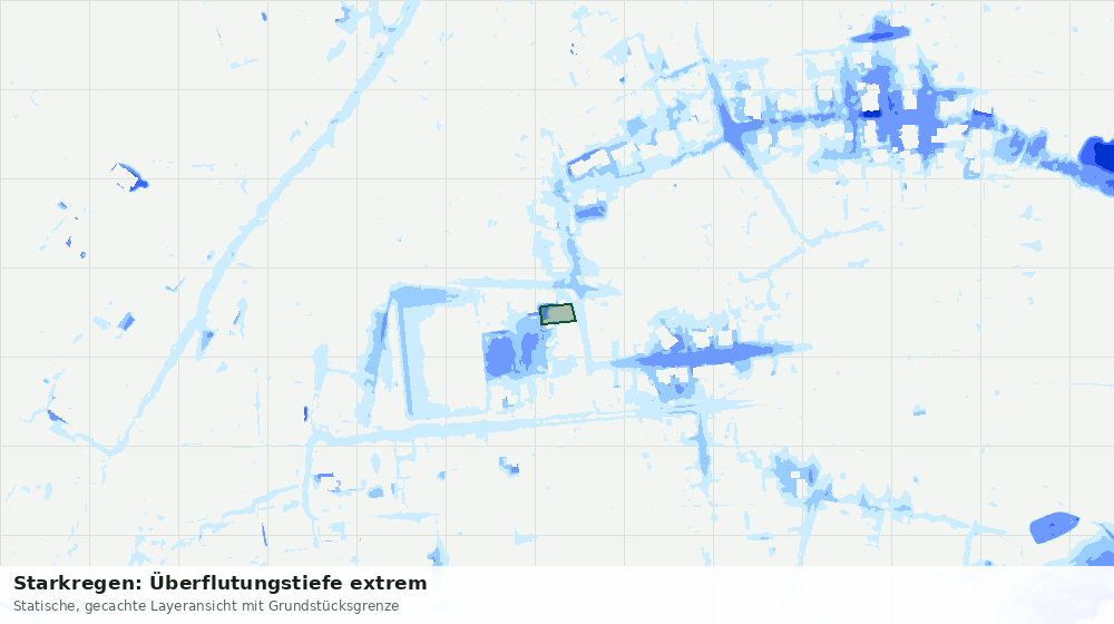 Statische Kartenansicht: Starkregen: Überflutungstiefe extrem