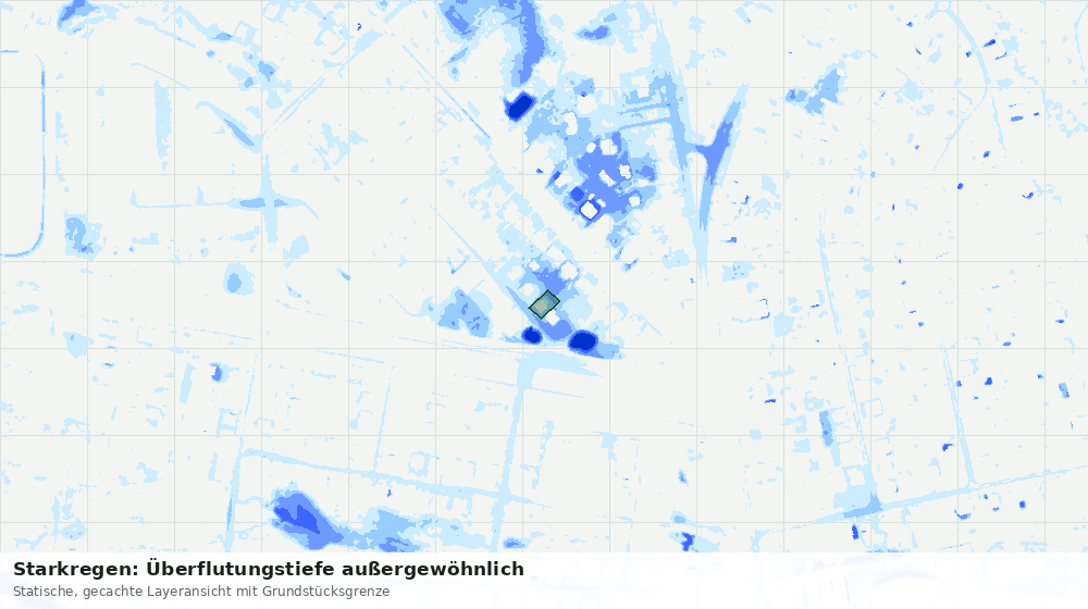 Statische Kartenansicht: Starkregen: Überflutungstiefe außergewöhnlich