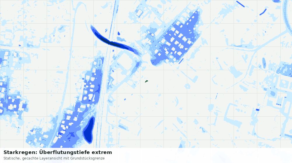 Statische Kartenansicht: Starkregen: Überflutungstiefe extrem