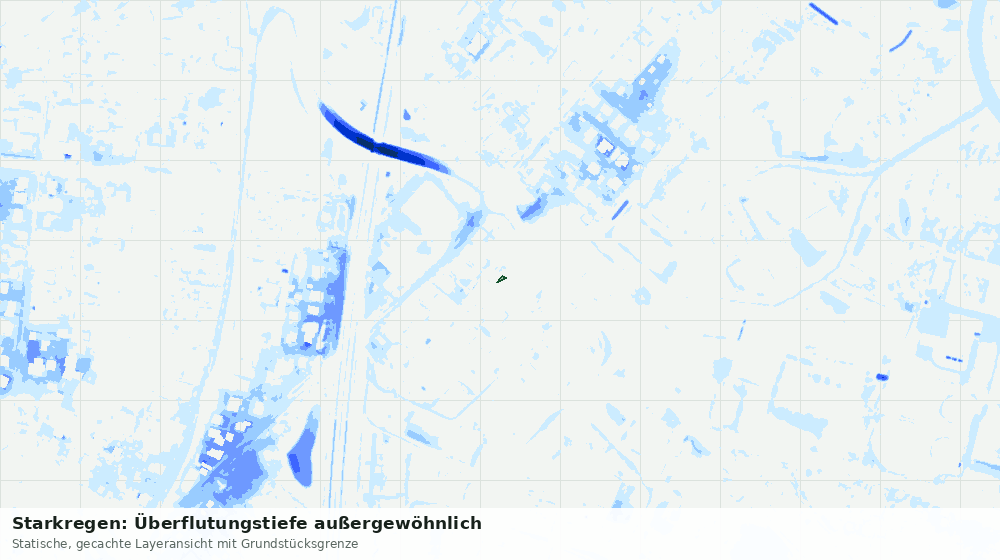 Statische Kartenansicht: Starkregen: Überflutungstiefe außergewöhnlich