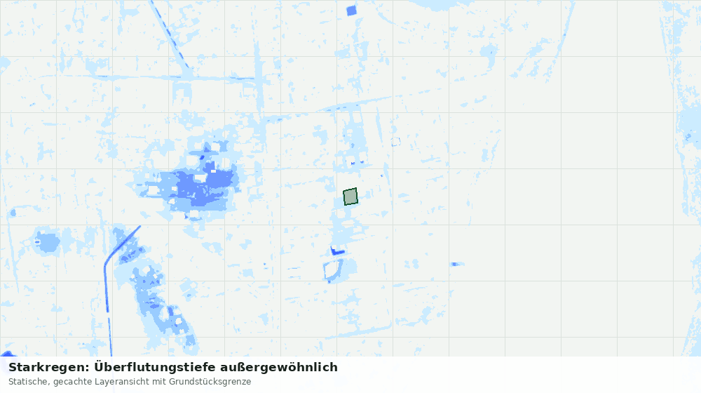 Statische Kartenansicht: Starkregen: Überflutungstiefe außergewöhnlich