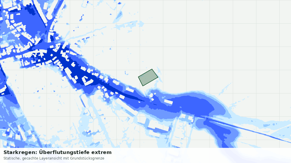 Statische Kartenansicht: Starkregen: Überflutungstiefe extrem
