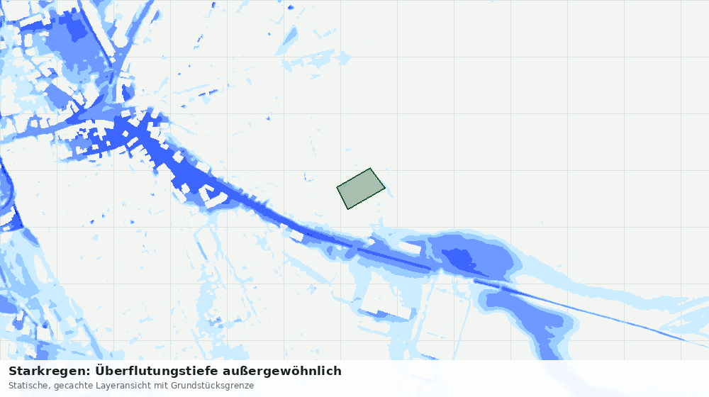 Statische Kartenansicht: Starkregen: Überflutungstiefe außergewöhnlich