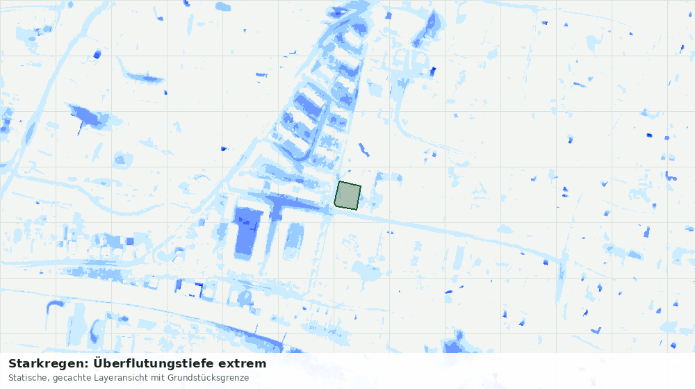 Statische Kartenansicht: Starkregen: Überflutungstiefe extrem