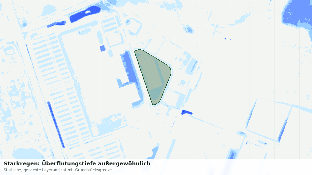 Statische Kartenansicht: Starkregen: Überflutungstiefe außergewöhnlich