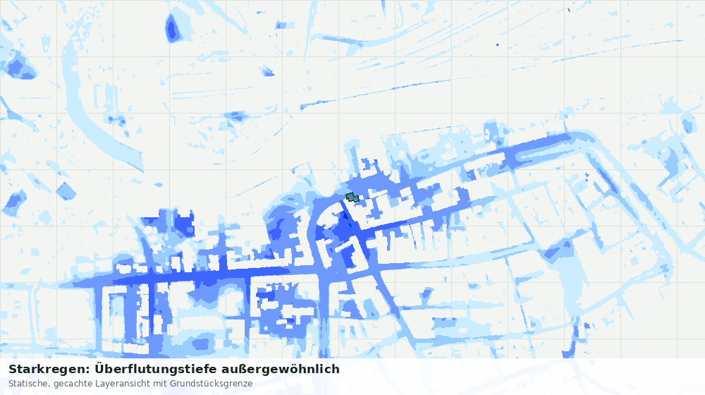 Statische Kartenansicht: Starkregen: Überflutungstiefe außergewöhnlich
