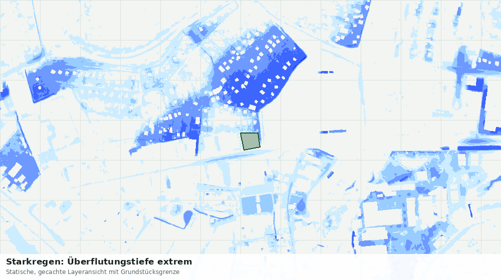 Statische Kartenansicht: Starkregen: Überflutungstiefe extrem