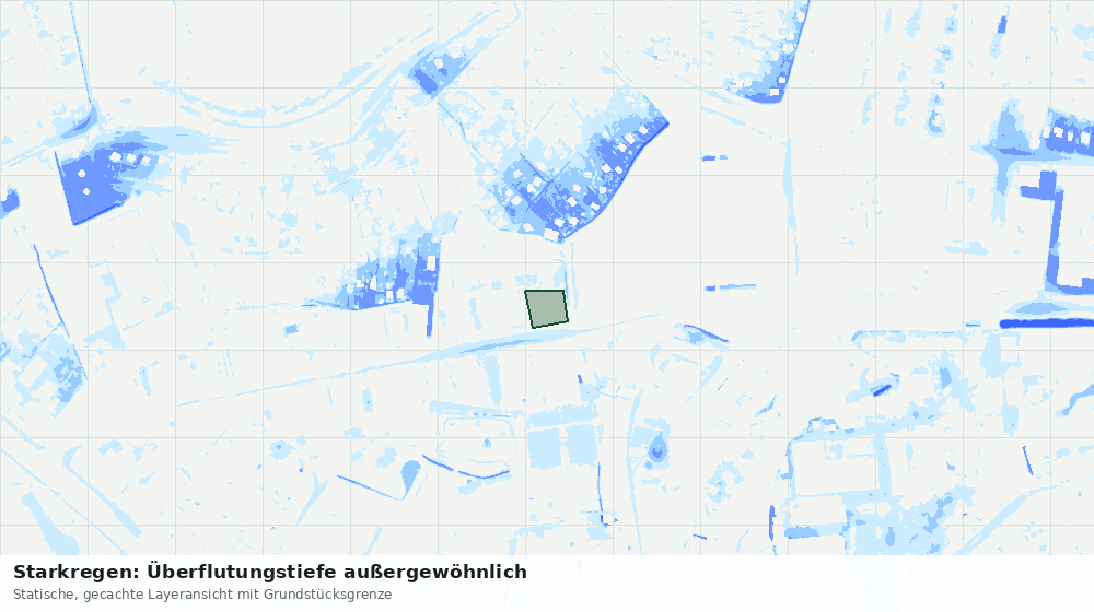 Statische Kartenansicht: Starkregen: Überflutungstiefe außergewöhnlich