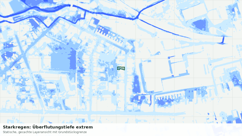 Statische Kartenansicht: Starkregen: Überflutungstiefe extrem
