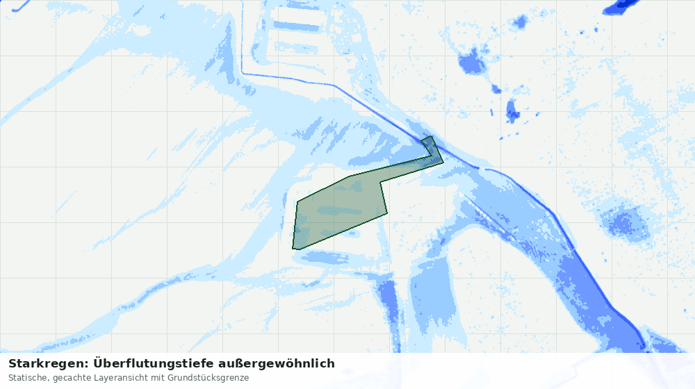 Statische Kartenansicht: Starkregen: Überflutungstiefe außergewöhnlich