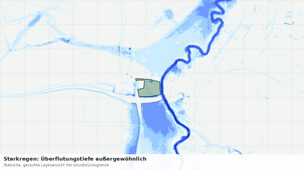 Statische Kartenansicht: Starkregen: Überflutungstiefe außergewöhnlich