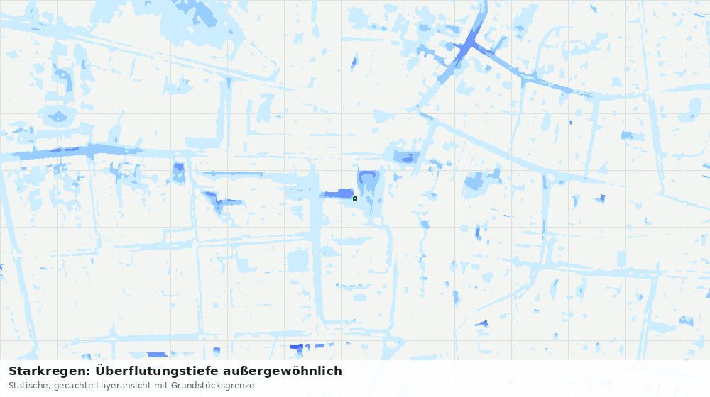 Statische Kartenansicht: Starkregen: Überflutungstiefe außergewöhnlich