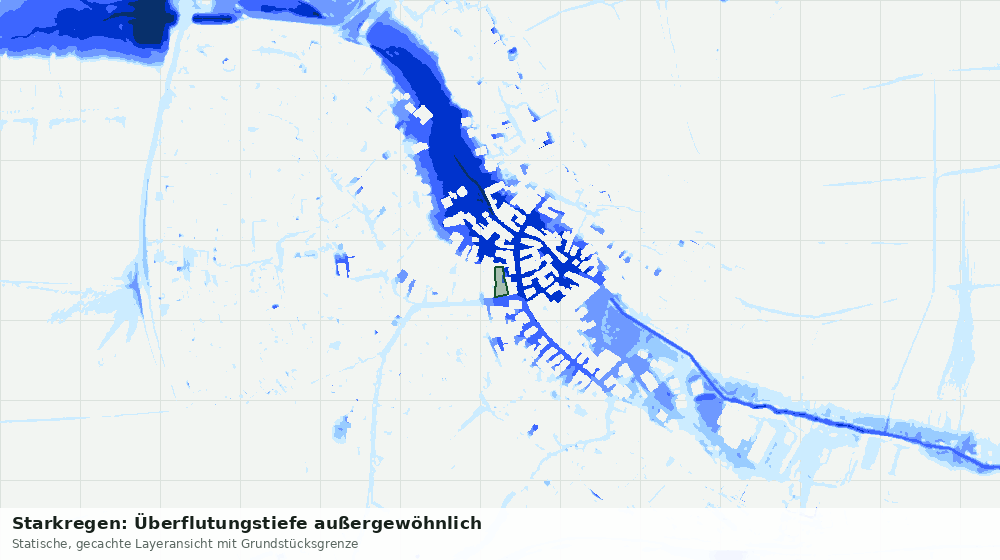 Statische Kartenansicht: Starkregen: Überflutungstiefe außergewöhnlich