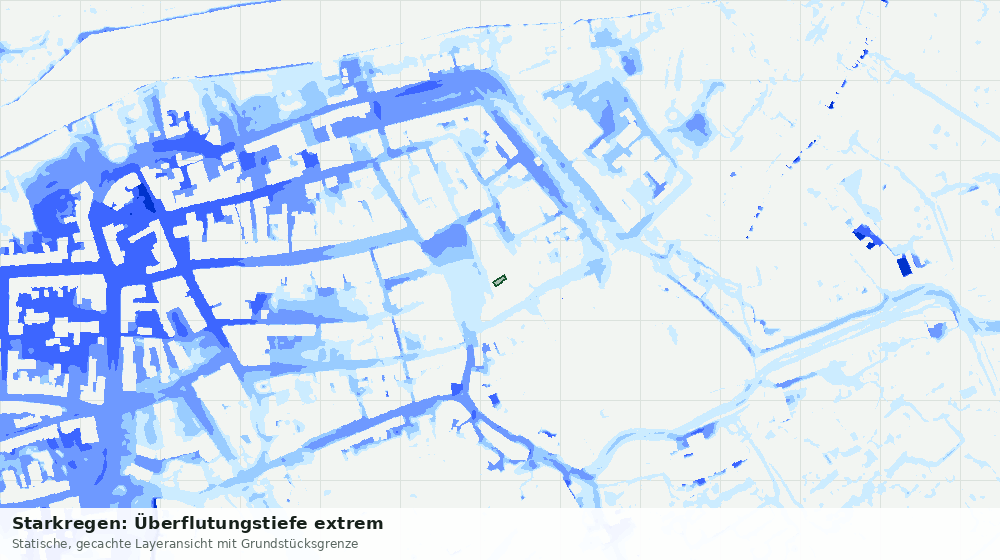 Statische Kartenansicht: Starkregen: Überflutungstiefe extrem