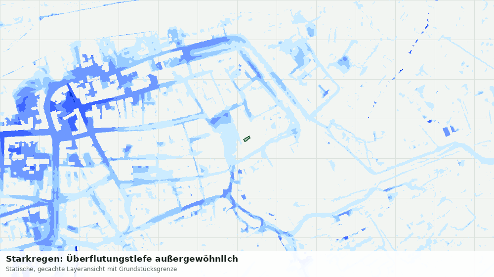 Statische Kartenansicht: Starkregen: Überflutungstiefe außergewöhnlich