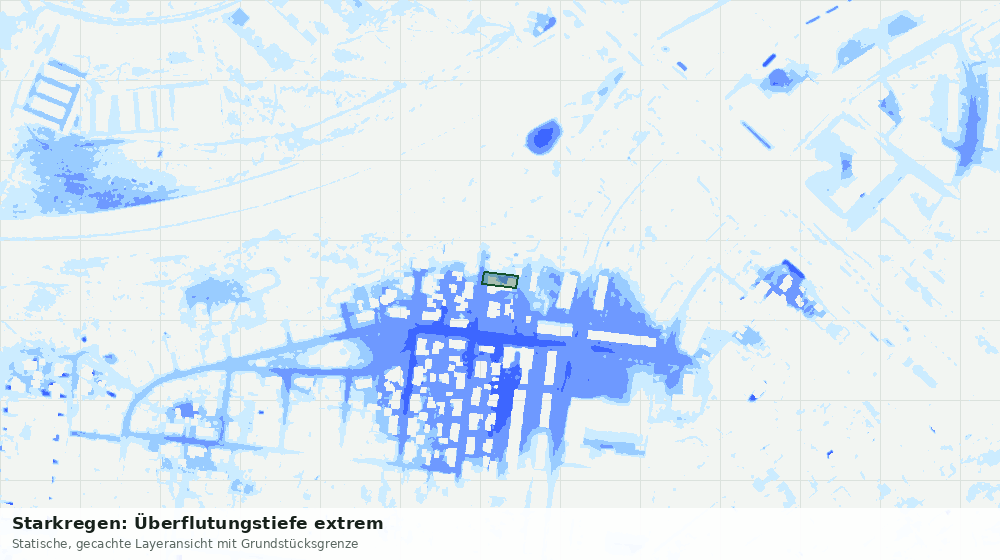 Statische Kartenansicht: Starkregen: Überflutungstiefe extrem