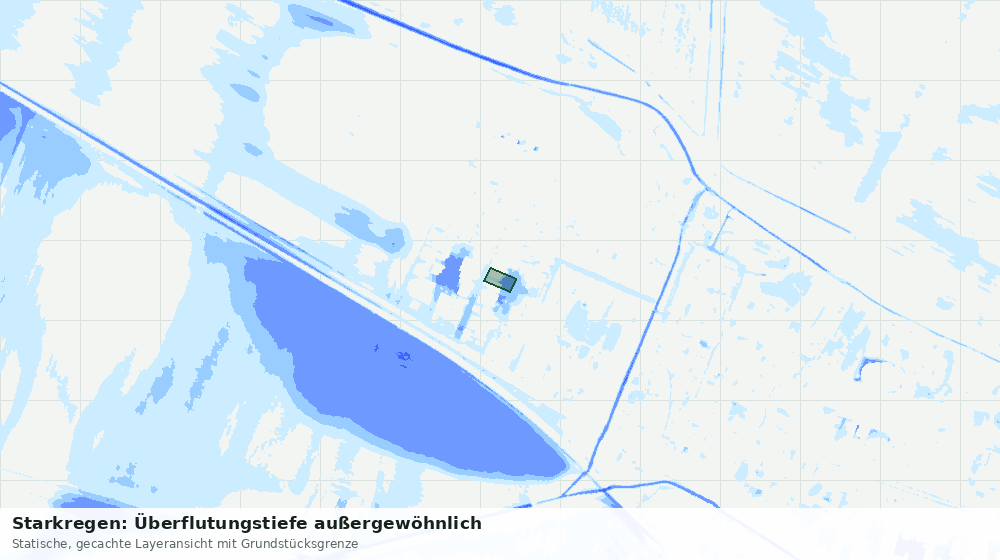Statische Kartenansicht: Starkregen: Überflutungstiefe außergewöhnlich