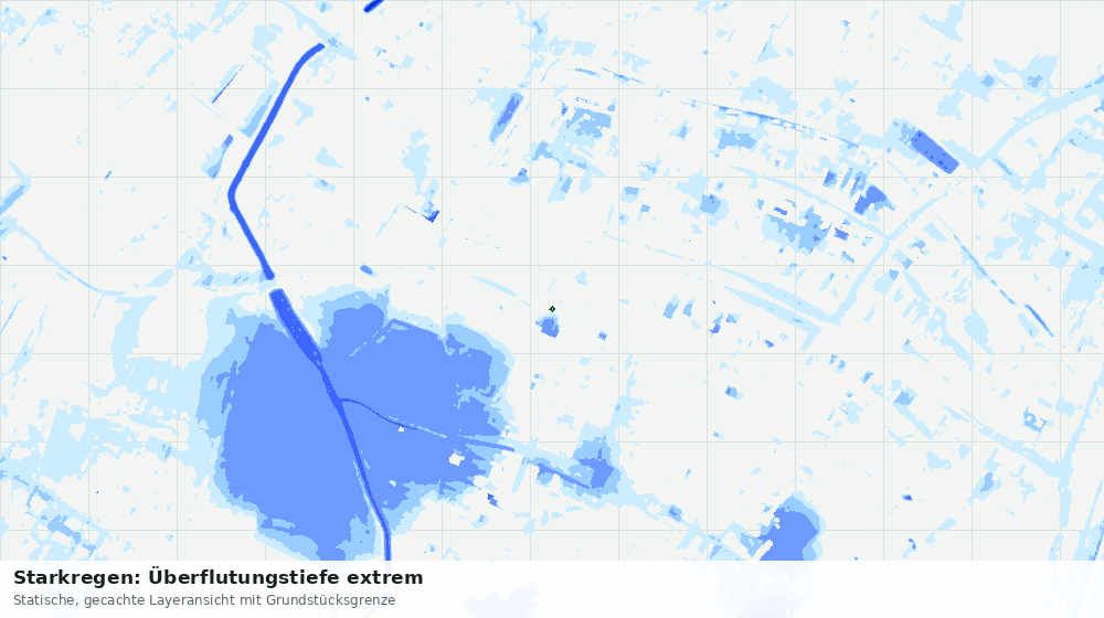 Statische Kartenansicht: Starkregen: Überflutungstiefe extrem