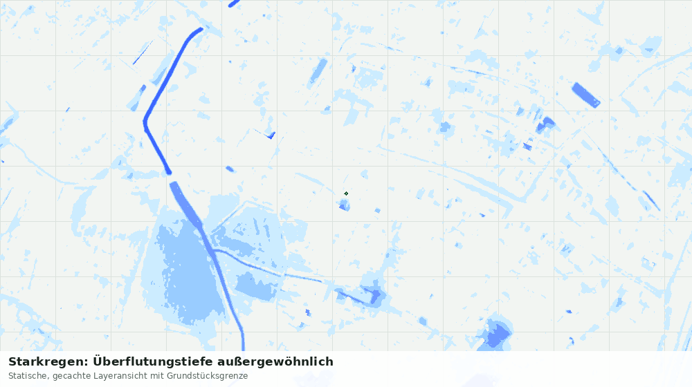 Statische Kartenansicht: Starkregen: Überflutungstiefe außergewöhnlich