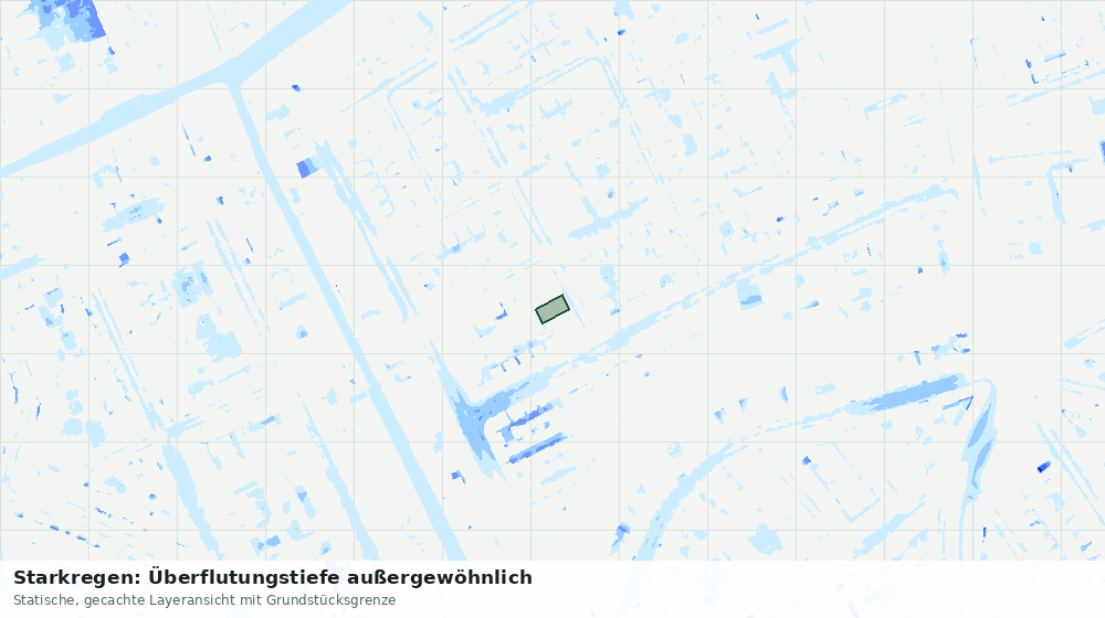 Statische Kartenansicht: Starkregen: Überflutungstiefe außergewöhnlich