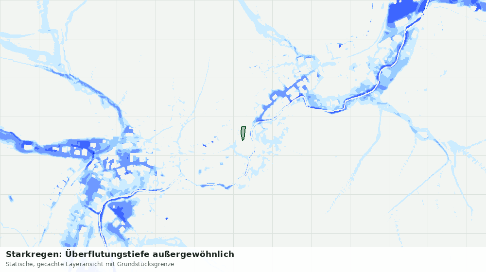 Statische Kartenansicht: Starkregen: Überflutungstiefe außergewöhnlich