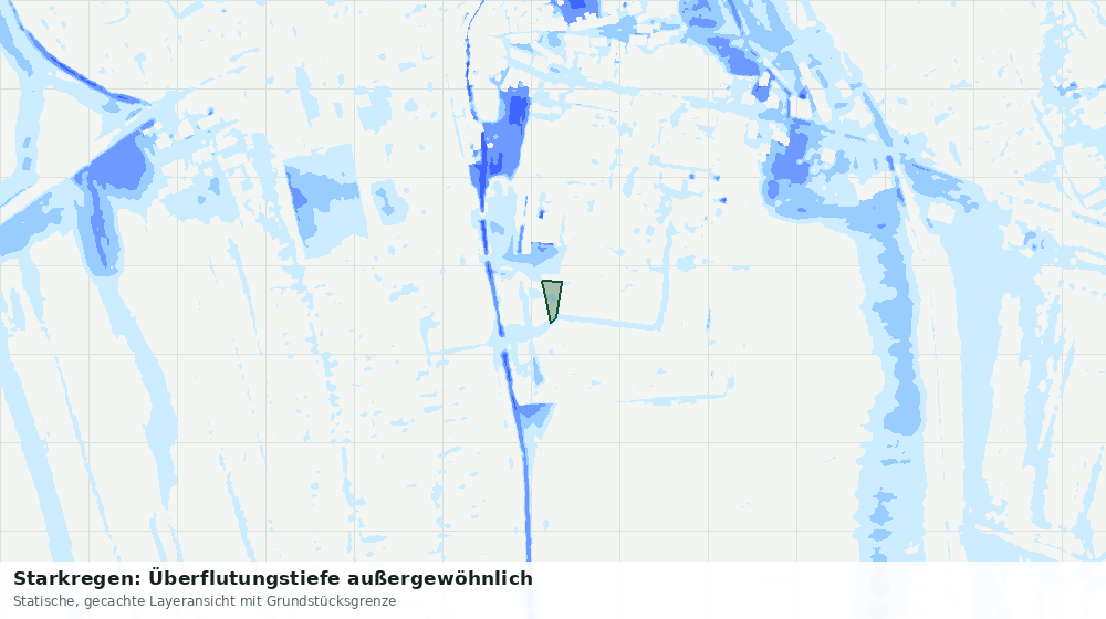 Statische Kartenansicht: Starkregen: Überflutungstiefe außergewöhnlich