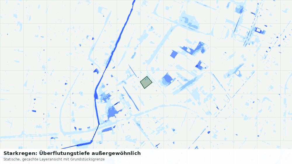Statische Kartenansicht: Starkregen: Überflutungstiefe außergewöhnlich