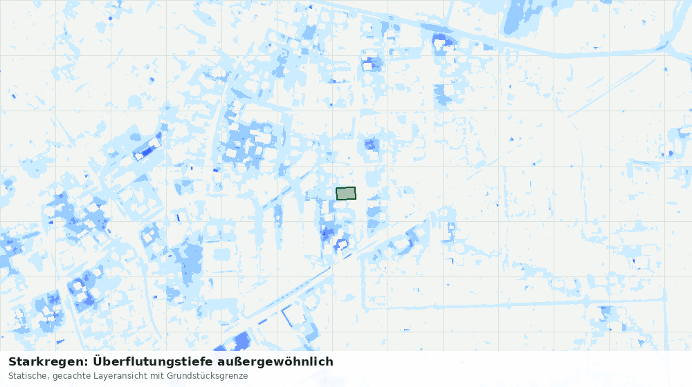 Statische Kartenansicht: Starkregen: Überflutungstiefe außergewöhnlich