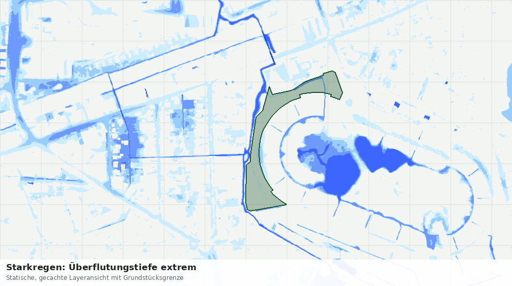 Statische Kartenansicht: Starkregen: Überflutungstiefe extrem