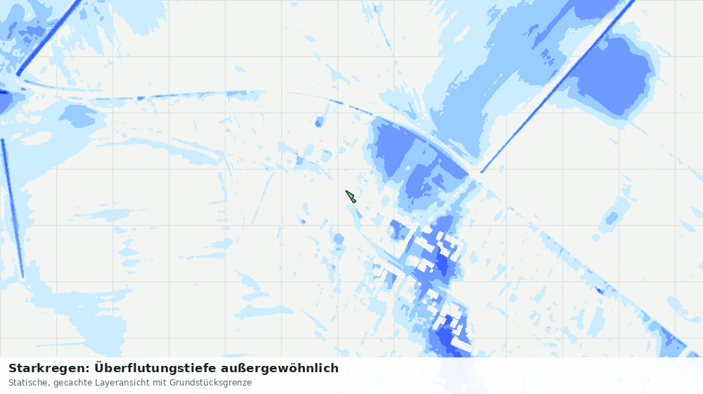 Statische Kartenansicht: Starkregen: Überflutungstiefe außergewöhnlich